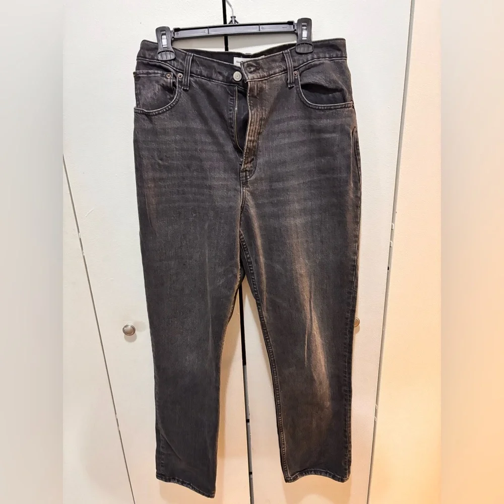 Abercrombie Curve Love 90s Straight Jeans 30 Black Ultra High Rise Viral Denim